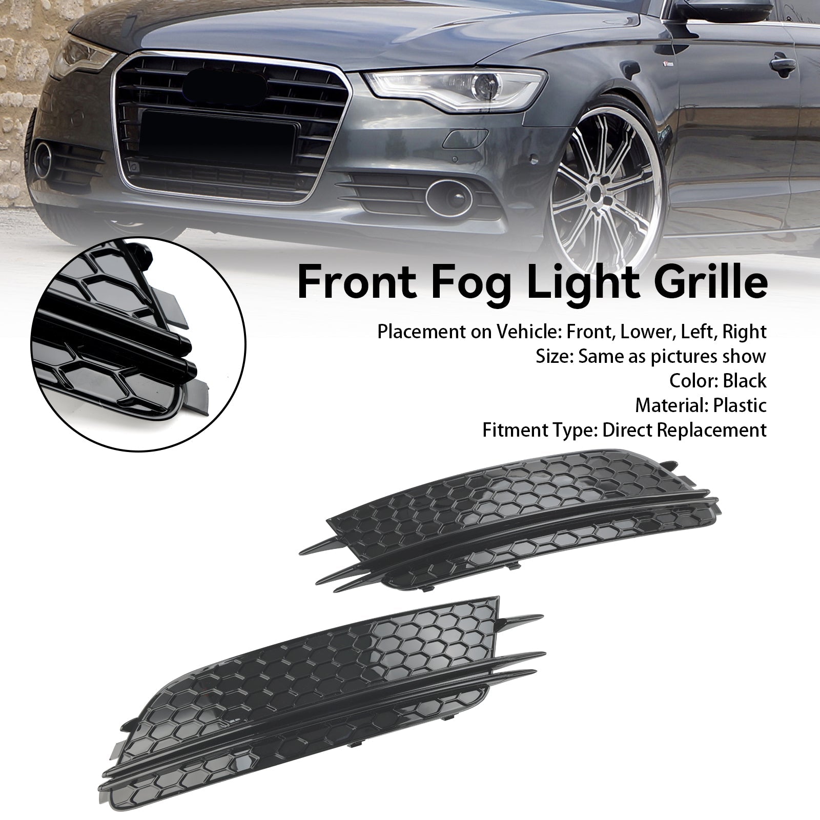 Audi 2012-2015 A6 C7 Sedan/Avant Standard Version 2PCS Front Fog Light Cover Bezel Grille