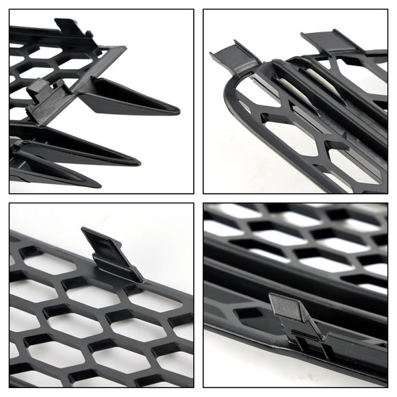 2012-2015 Audi A6 C7 Pre-Facelift Honycomb Lower Grille 2PCS Front Bumper Fog Light Black Cover Grill