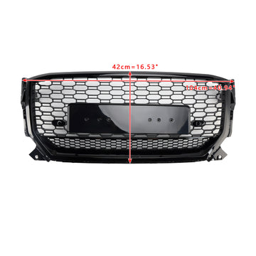 Rejilla estilo panal RSQ2 Quattro para Audi Q2/Q2 S Line/SQ2 2016-2020, parachoques delantero, parrilla de repuesto negra brillante - 0