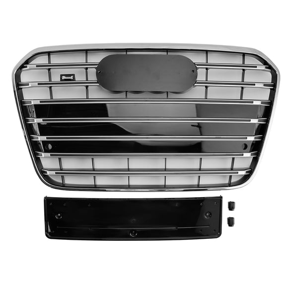 Rejilla de parachoques delantero estilo S6 compatible con Audi A6 C7 2012-2015 cromada