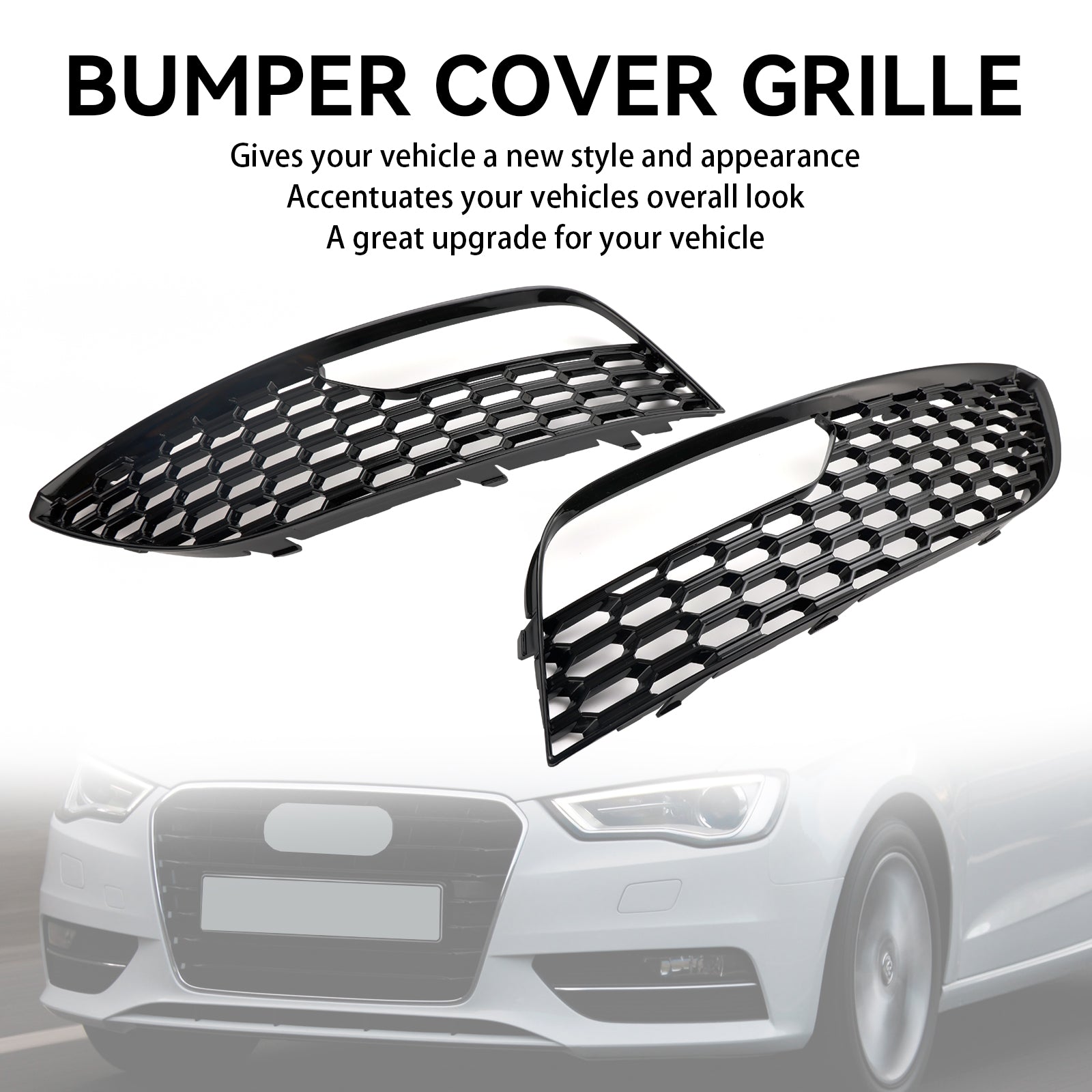 Audi 2012-2016 A3 Standard Version 8V3807681 8V3807682 2PCS Front Bumper Fog Light Surround Cover Grille