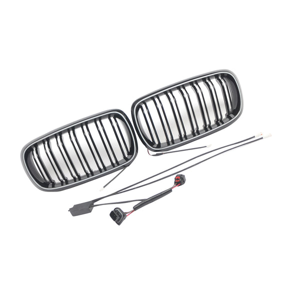 Doppellatten-Frontstoßstangen-Nierengitter, passend für BMW X5/X6 F15 F16 2013–2018