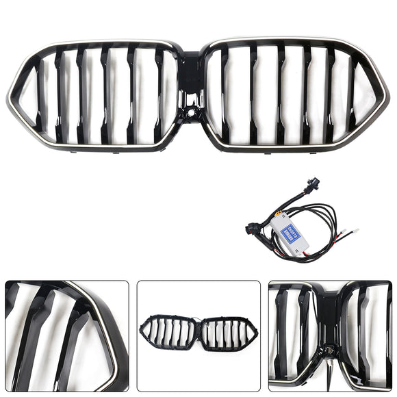 Grade preta do para-choque dianteiro para BMW X6 G06 M60i 2023-2025 com furo para câmera