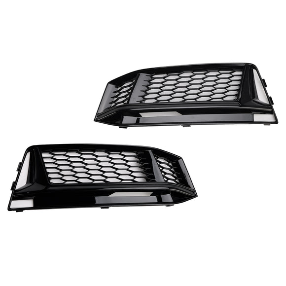 Audi A4 Sline/S4 B9 2016-2018 2 peças Grade inferior em favo de mel para para-choque dianteiro, cobertura do farol de neblina, grade preta 8W0 807 681 F 8W0 807 682 F