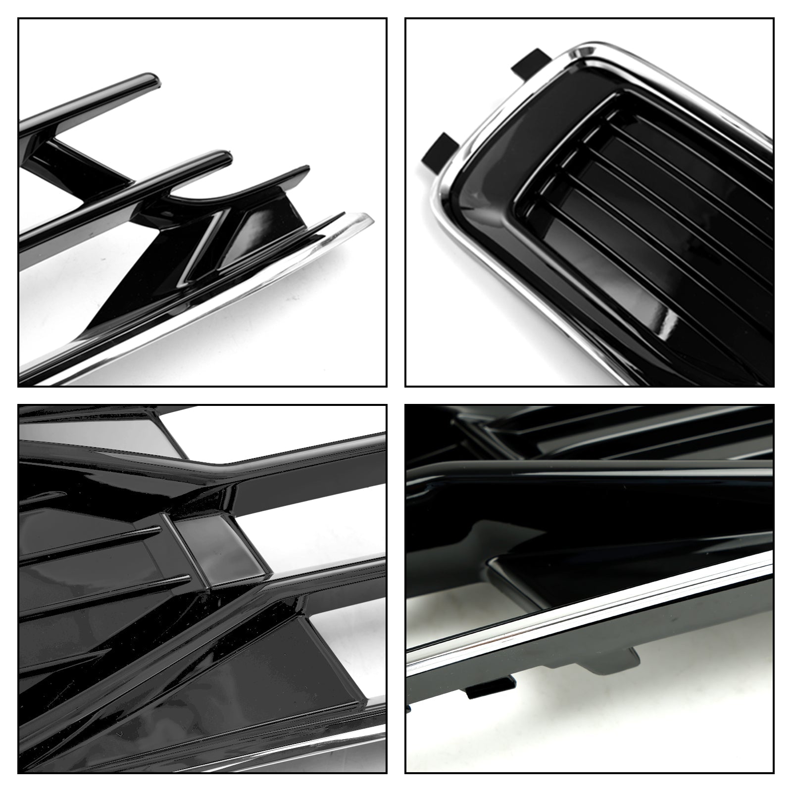 Audi 2014-2018 A6 C7 4G0807647T94 4G0807648T94 2PCS Front Bumper Foglight Cover Grill Black Chrome