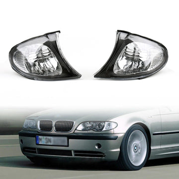 Corner Lights - Crystal Clear W/ Smoke Trim Fit For 02-05 BMW E46 3-Series 4Dr Euro