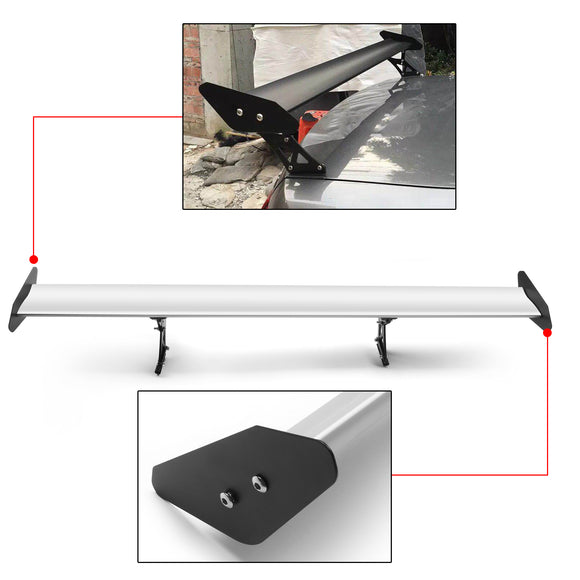 135cm Universal Hatch Adjustable Aluminum GT Rear Trunk Racing Spoiler Wing Silver