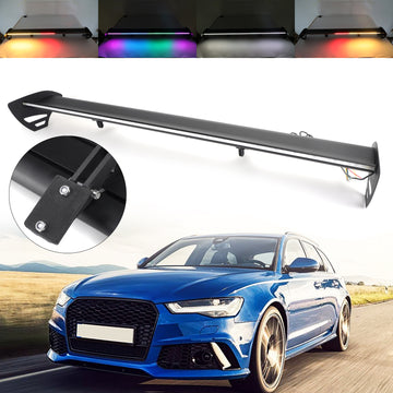 Universal Hatch Adjustable Aluminum Rear Trunk Wing Racing Spoiler With LED - 0