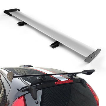 Universal Hatch Adjustable Aluminum GT Rear Trunk Wing Racing Spoiler Silver - 0