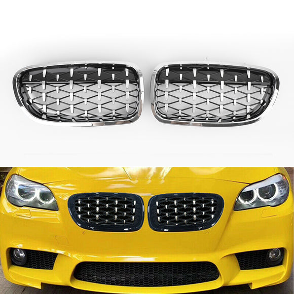 Front Kidney Chrome Diamond Grills for BMW F10 F18 528i 535i 5Series 2010-2016