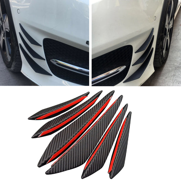 6 stks Universele Auto Voorbumper Vinnen Spoiler Canards Refit Koolstofvezel Look
