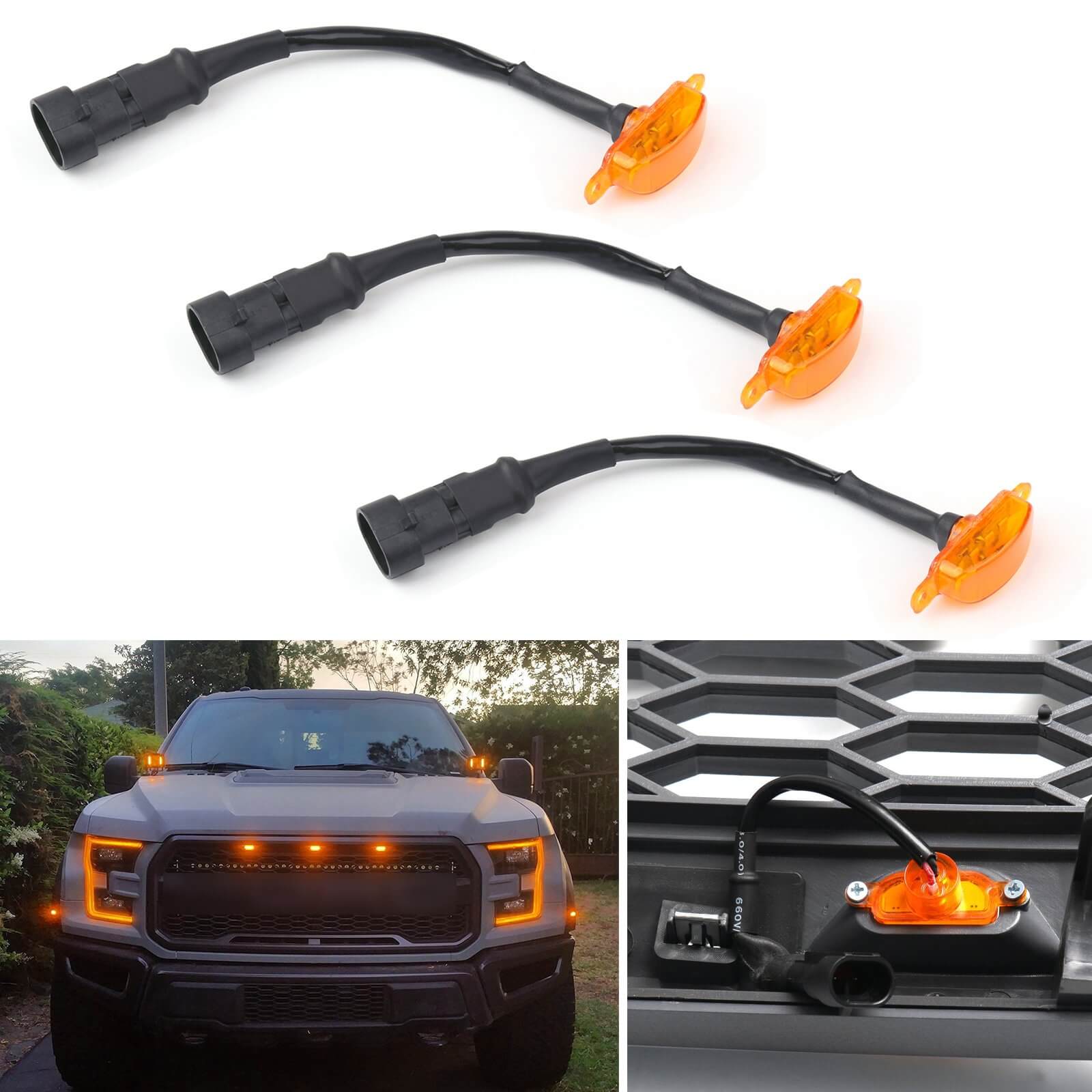 Lumière LED de remplacement pour calandre Ford F150 2015 – 2019, 3 pièces, lumière LED pour calandre de Style F150 Raptor générique