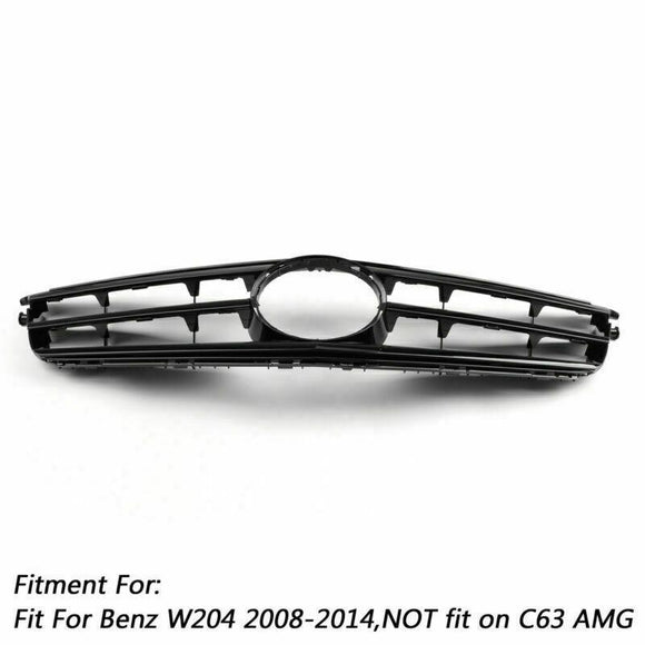 Mercedes Benz Classe C 2008-2014 W204 Grille de pare-chocs avant noire/chromée avec étoile LED pour C250/C300/C350