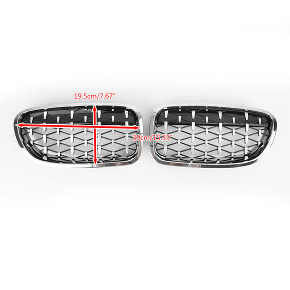Front Kidney Chrome Diamond Grills for BMW F10 F18 528i 535i 5Series 2010-2016
