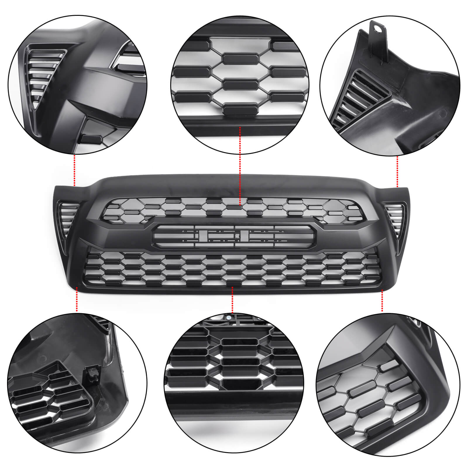 Toyota 2005-2011 Tacoma Front Bumper Hood Grill Replacement Matte Black Grille