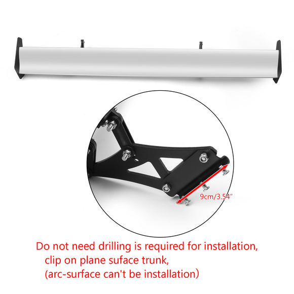 Universal 53 Aluminum Adjustable Trunk GT Rear Racing Spoiler Wing Silver