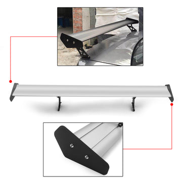 Universal 53 Aluminum Adjustable Trunk GT Rear Racing Spoiler Wing Silver