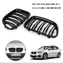 BMW 2009-2014 X1 E84 sDrive20i/xDrive28i/sDrive18d SUV Gloss Black Grill Dual Slats Front Hood Kidney Grille-3