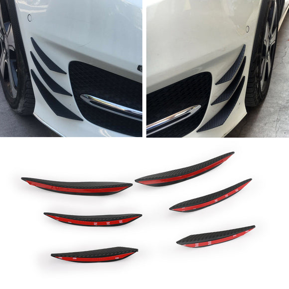 6 stks Universele Auto Voorbumper Vinnen Spoiler Canards Refit Koolstofvezel Look