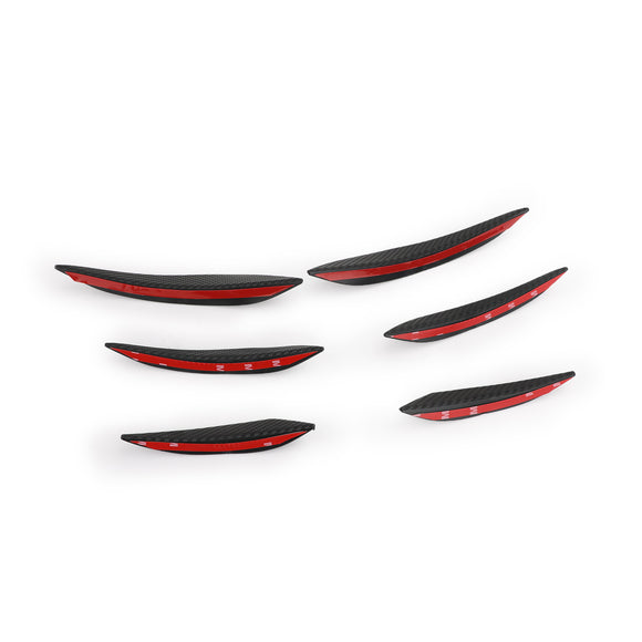 6 stks Universele Auto Voorbumper Vinnen Spoiler Canards Refit Koolstofvezel Look