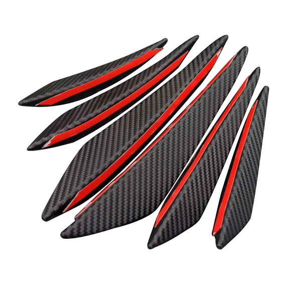 6 stks Universele Auto Voorbumper Vinnen Spoiler Canards Refit Koolstofvezel Look