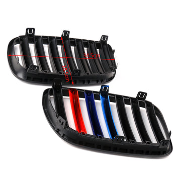 1Pair Sport Color Matte Black Front Bumper Grille Fit BMW E83 X3 LCI 2007-10 - 0