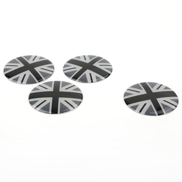 Wheel Center Hub Cap Emblem Badge decal Black Union Jack UK Flag For Mini Cooper - 0