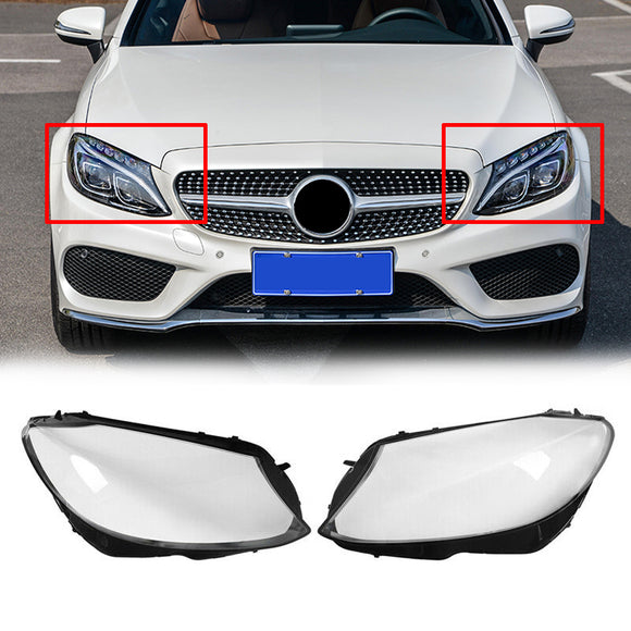 Areyourshop For Left Right Side Headlight Cover Headlamp Lens Lenses For W205 C180 C200 C300 2015-