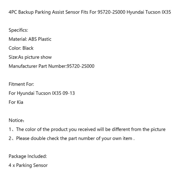 Areyourshop 4PC Backup Parking Assist Sensor Fits For 95720-2S000 Hyundai Tucson IX35