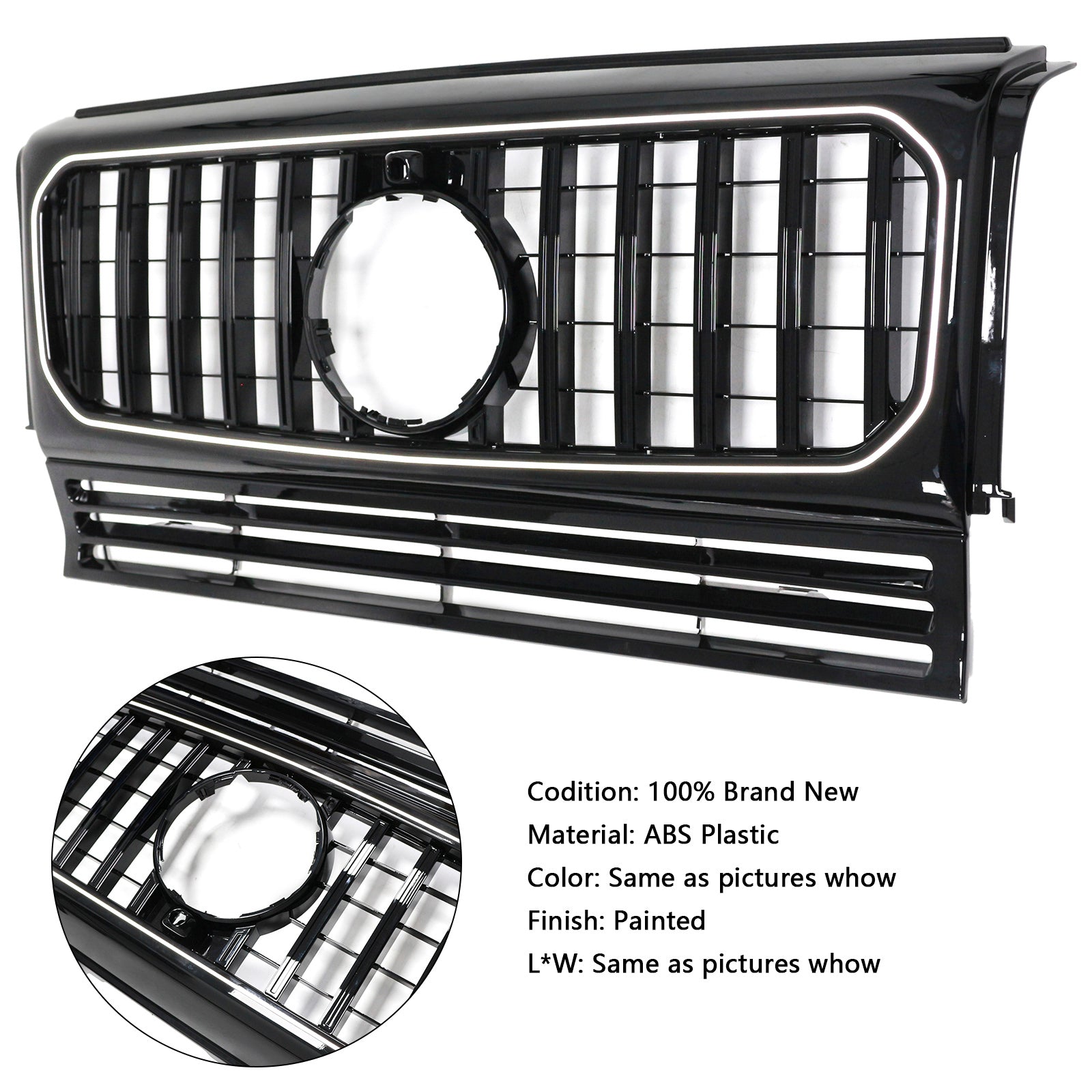 Mercedes Benz G-Class W463 1990-2018 Front Grille GT Panamericana Center Bumper Grill With LED