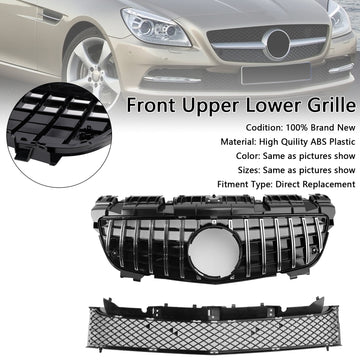 Chrome Front Upper Lower Grille Fit Mercedes SLK-Klasse R172 SLK55 2011-2016