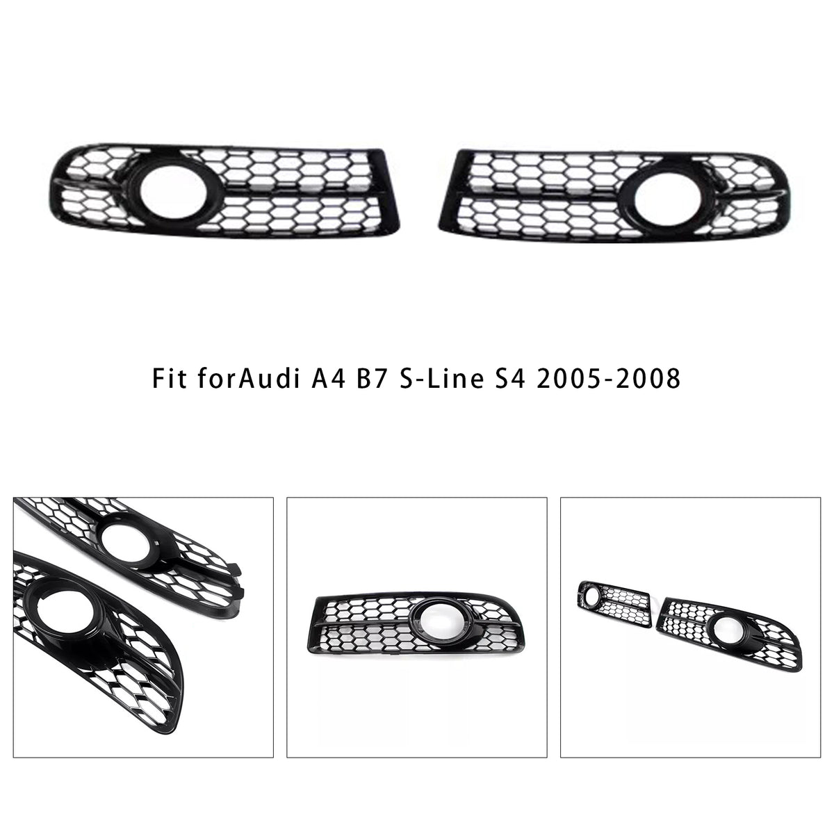Caches Calandre Antibrouillard Caches Calandre Phare Antibrouillard Noir Brillant - Compatible Audi A4 B7 S4 2005-2008, Référence 8E0807681F/82F Caches Calandre Antibrouillard Caches Calandre Phare Antibrouillard Noir Brillant - Compatible Audi A4 B7 S4 2005-2008, Référence 8E0807681F/82F