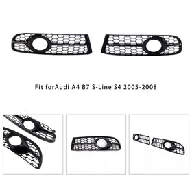 2005-2008 audi a4 s-line/s4 b7 favo de mel grade de luz de nevoeiro amortecedor dianteiro inferior grill capa preta 8e0807681f 8e0807682f - 0