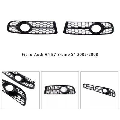 2005–2008 Audi A4 S-Line/S4 B7 Honeycomb Nebelscheinwerfergitter, vordere Stoßstange, unterer Grill, schwarze Abdeckung 8E0807681F 8E0807682F - 0