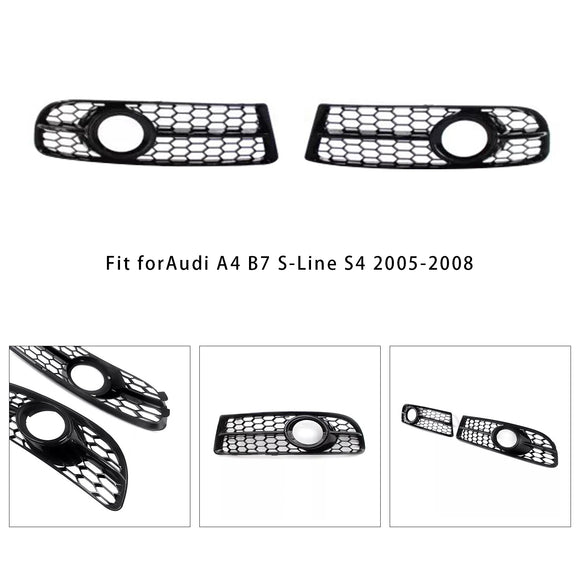 2005-2008 audi a4 s-line/s4 b7 favo de mel grade de luz de nevoeiro amortecedor dianteiro inferior grill preto capa 8e0807681f 8e0807682f