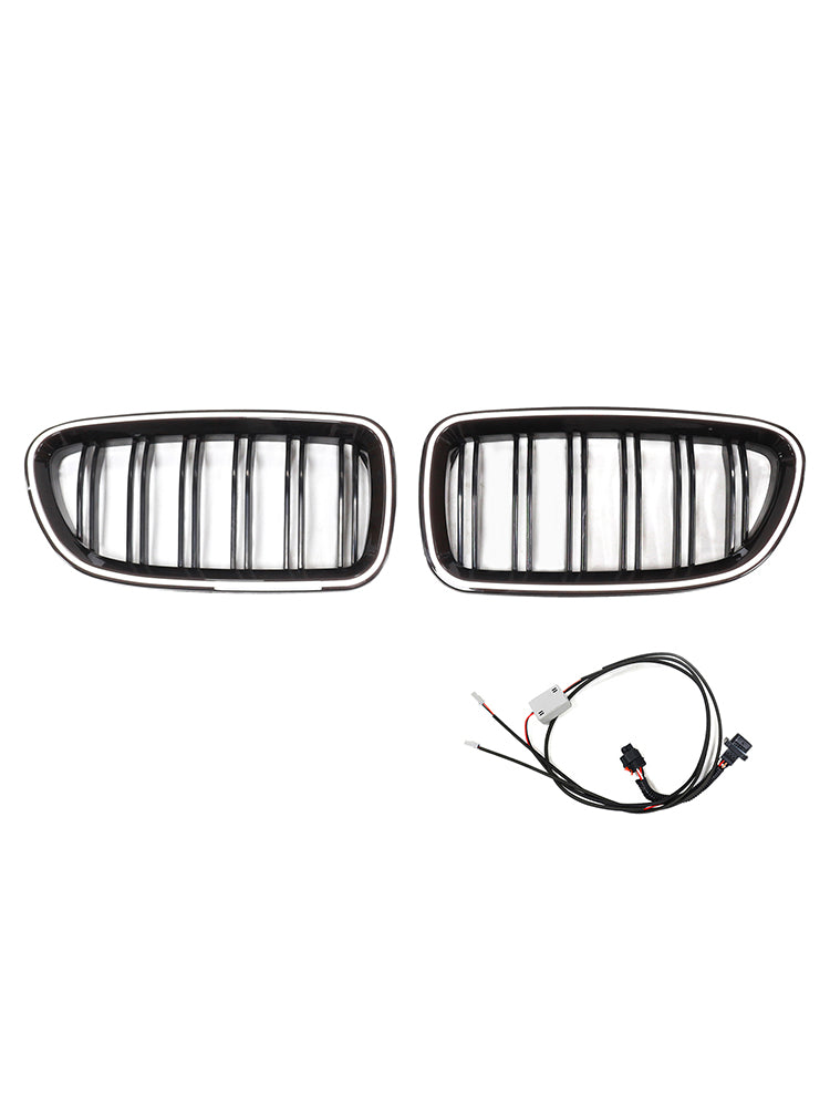 Rejilla de parachoques tipo riñón compatible con BMW Serie 5 F10 F11 2010-2016 en negro brillante