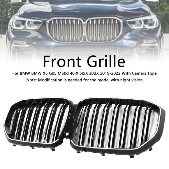 Niergrille met dubbele lamellen, zwart vooraan, passend voor BMW X5 G05 2019-2022 M-Performance