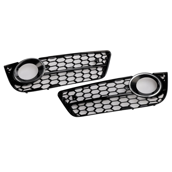 Audi A5 Standart 2007-2012 Pair Honeycomb Front Fog Light Cover Grille Chrome Grill