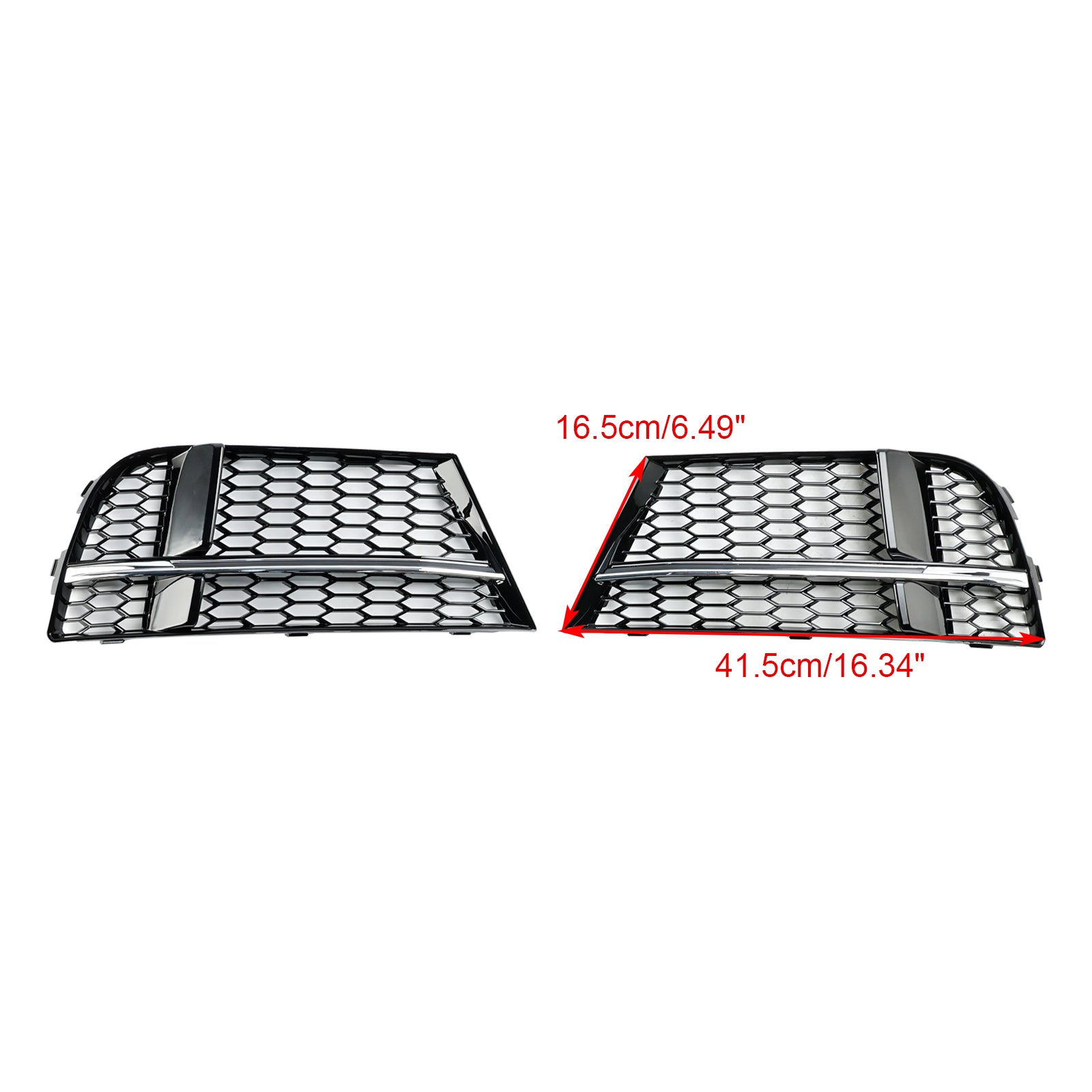 2016.5-2020 Audi A3 (8V) S-LINE Sedan/Sportback/Convertible Front Fog Light Cover Bezel Grill Black Chrome Grille - 0