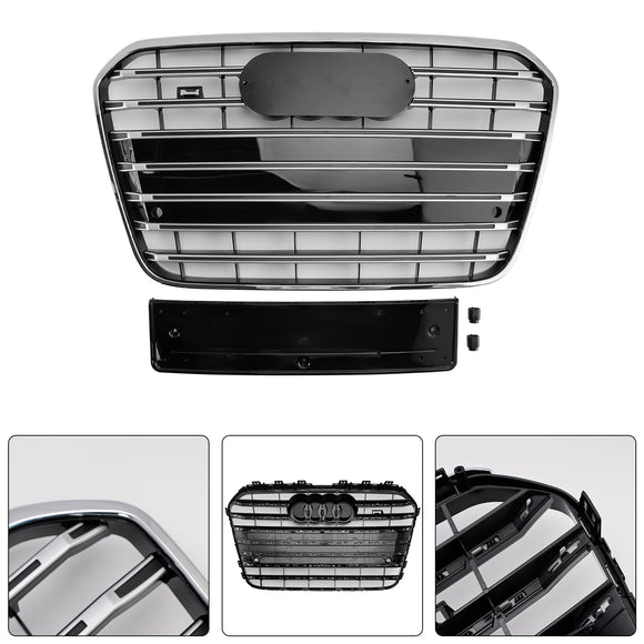 Rejilla de parachoques delantero estilo S6 compatible con Audi A6 C7 2012-2015 cromada
