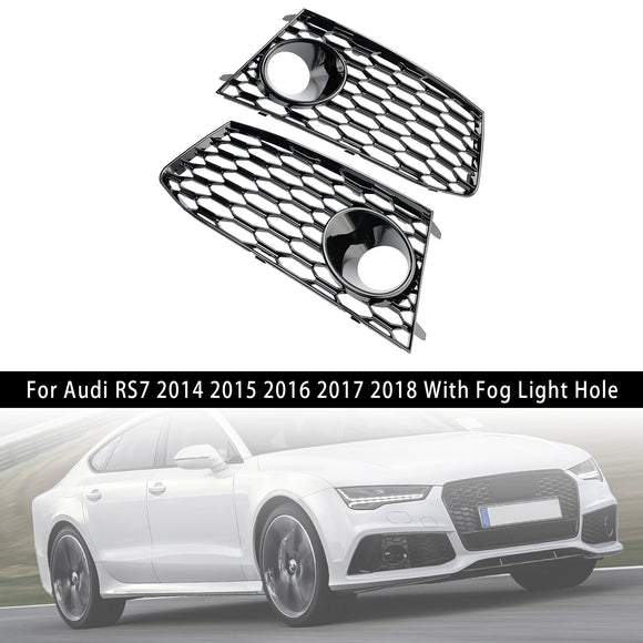 Audi RS7 2014–2018 Paar Frontstoßstangen-Nebelscheinwerfer-Lampenrahmen-Gitterabdeckungen
