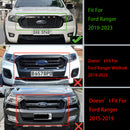 2019-2023 Ford Ranger Raptor Style Grille Front Bumper Replacement Black Grill W/ Yellow LED Light-2