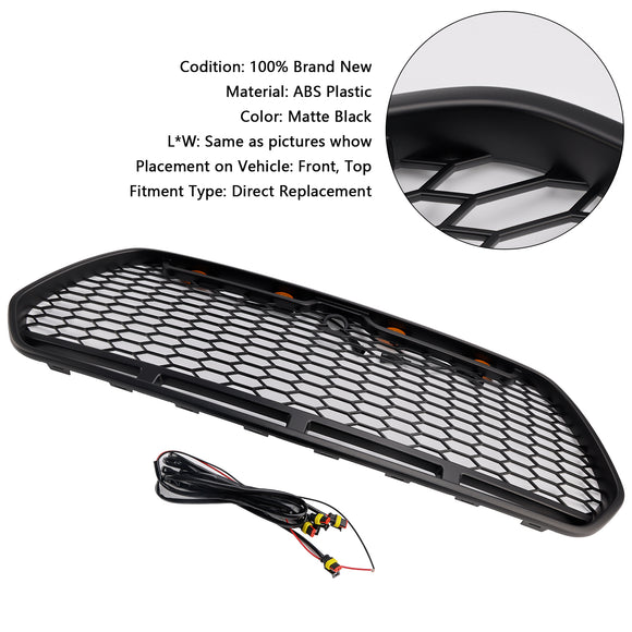 Ford Transit MK8 2015 2016 2017 2018 2019 Mat Zwart Honingraat Stijl Grill Voorbumper Luchtinlaat Radiator Grille W/LED Licht