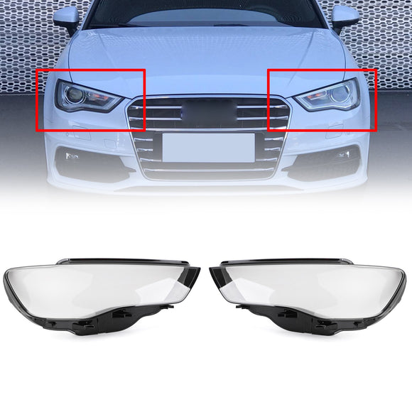 Vänster & Höger par strålkastarskydd Strålkastarlins för Audi A3 2013-2016 Klar