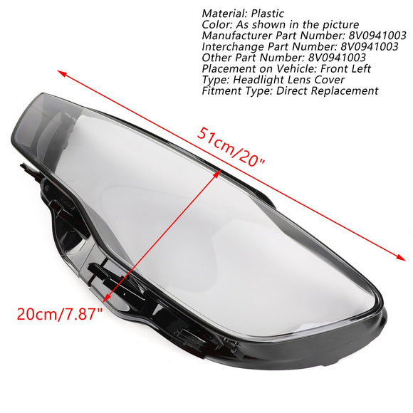 Headlight Cover Headlamp Lens Left For Audi A3 2013-2016 Clear