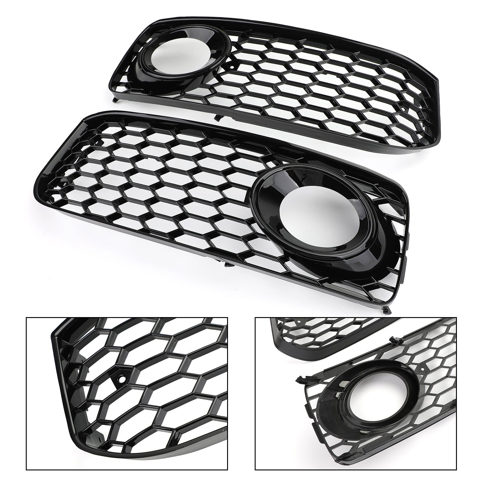 Audi 2008-2012 A5 S-Line S5 B8 RS5 2PCSFog Light Grill Grille Black Trim