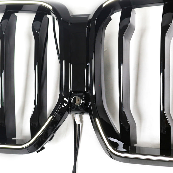 Grade preta do para-choque dianteiro para BMW X6 G06 M60i 2023-2025 com furo para câmera