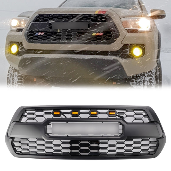 2016–2023 Toyota Tacoma TRD PRO Style Grill Frontstoßstange Ersatz-Grill-Set in Schwarz mit LED-Licht