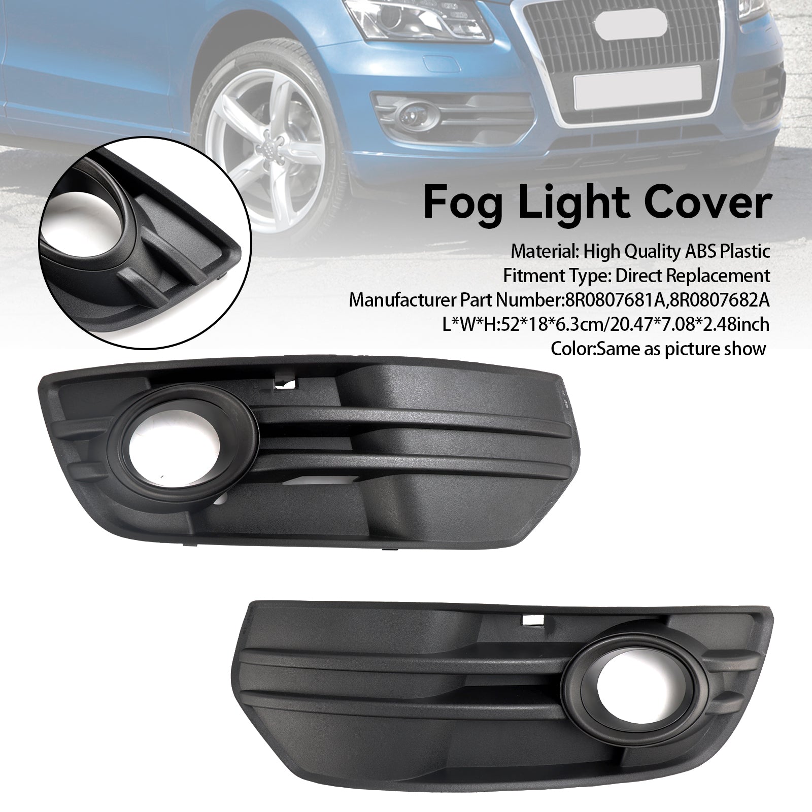 Audi 2009-2012 Q5 Standard Front Bumper 2PCS Front Bumper Grill Fog Light Lamp Covers Trim