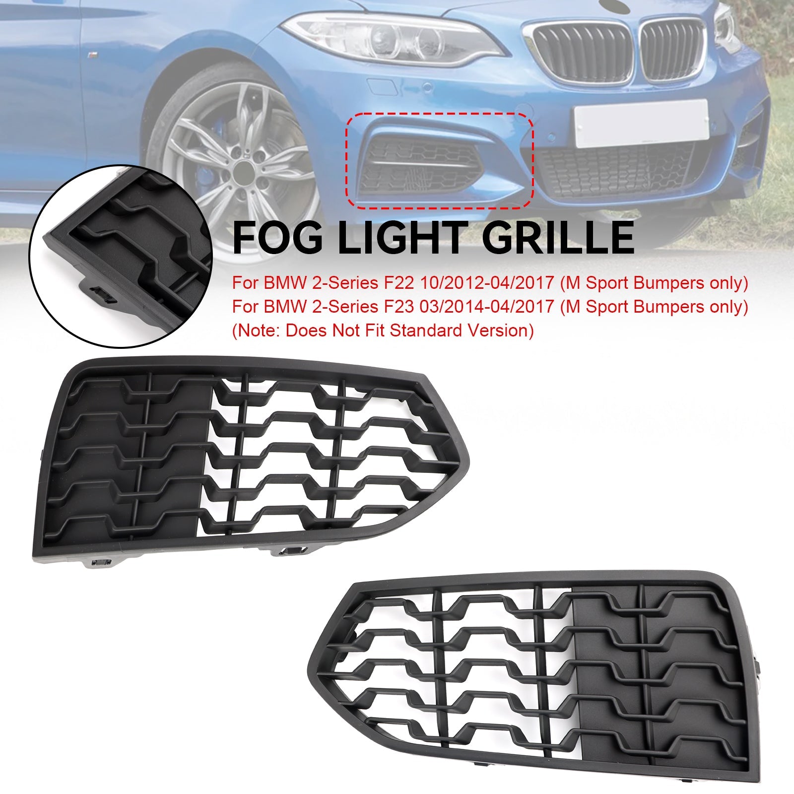 BMW 2012.10-2017.04 série 2 F23 M Sport pare-chocs 51118056797 51118056798 2 pièces pare-chocs avant M calandre antibrouillard